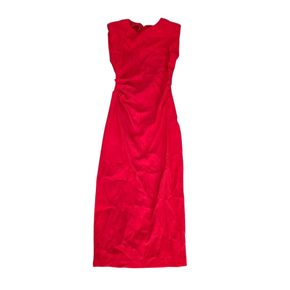 Express Cap Sleeve Ruched Sleeveless Midi Sheath Dress Red Size Small
